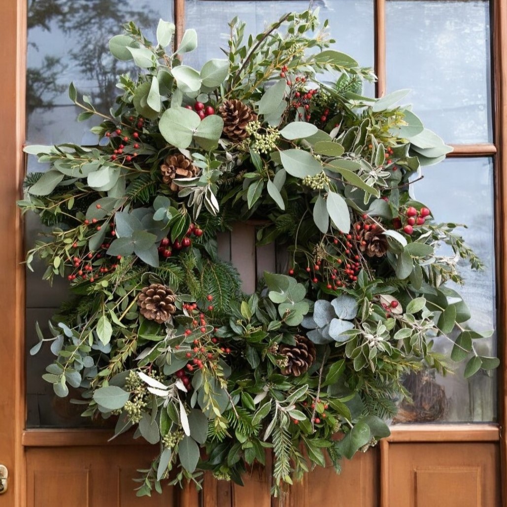 Berry and Herb Eco-Friendly Christmas Door Wreath | The Real