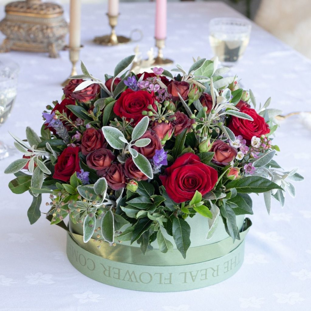 romantic rose valentines flower hatbox