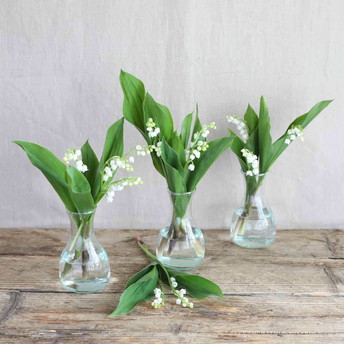 lily of the valley vase trio